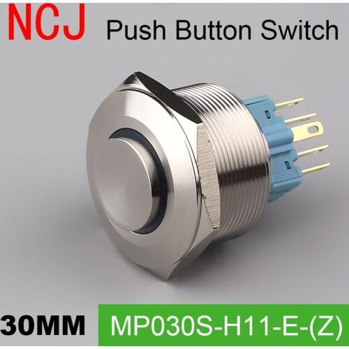 NCJ 30mm Metal Push Button Switch IP67 Maintained Alternate & Momentary push button switch with LED lamp 5A