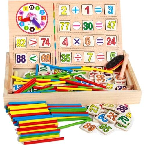 New Multifunction Baby Education math Toys Wooden Counting Sticks Toys Montessori Mathematical Baby Gift Wooden Box