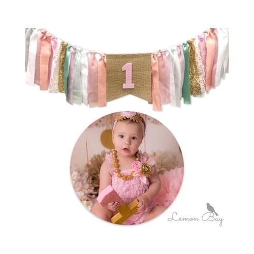 Dining Chair Pull Flag Cute Baby First Birthday Party Decoration Banner Baby Shower Garland Hanging Bunting Supplies