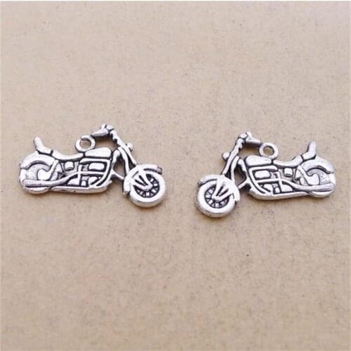 BULK 30pcs Lots Nickle Free Alloy Motocross Motorcycle Charms Antique Silver Plated Metal Pendants DIY Making 24*14mm 1.8g