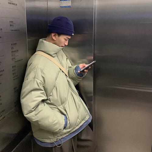 New Clothing Male Parka Loose Mens Fashion Parkas 2021 Winter Warm Casual Oversize Denim Patchwork Streetwear