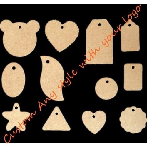 Custom your logo retro square/round kraft paper tags Cardboard swing hang tags