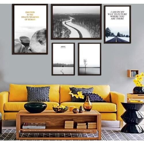 SVITY Nordic Poster Black and White Landscape Canvas Painting Life Quotes Wall Art And Prints Pictures For Living Room FA699