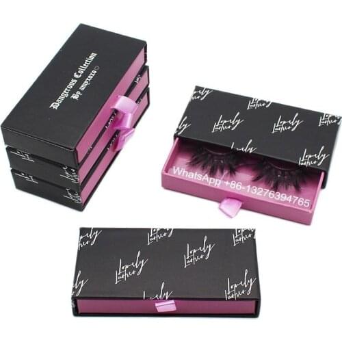 Luxury Black Slide Lash Case With Tray Custom Lashbox Packaging With Logo Wholesale 25mm Crisscross Mink Eyelashes Empty Box