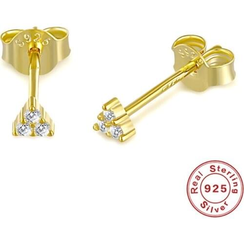 S925 Sterling Silver Earrings Jewelry Fashion Temperament Small Fresh Personality Micro-inlaid Zircon Earrings Jewelry