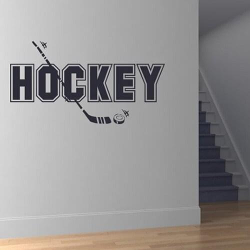 Hockey Text And Stick Hockey Stickers Living Room Home Decorative Stadium Gym Sport Decor Art Wall Decals Sticker Mural S526
