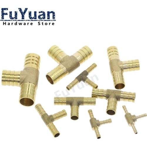 T way T-Shape Brass Barb Pipe Hose Fitting 3 way connector For 4mm 5mm 6mm 8mm 10mm 19mm hose copper Pagoda Water Tube Fittings