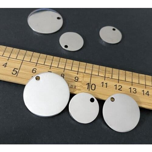 100%Stainless Steel Dog Pet Cat Tags Personalized Round Circle Id Name Collar Plates Free Shipping