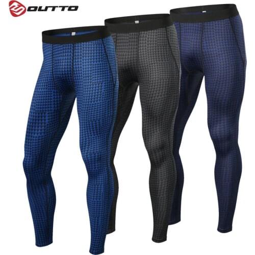 Outto Running Pants Men Training Compress Gym Leggings Autumn Winter Jogging Pants Elastic Skinny Sports Tights Trousers