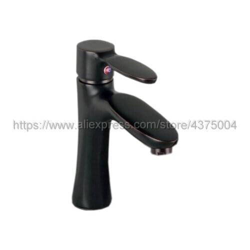 Bathroom Black Oil Rubbed Brass Basin Faucet Deck Mounted Single Handle Single Hole Hot And Cold Water Tap Nhg021