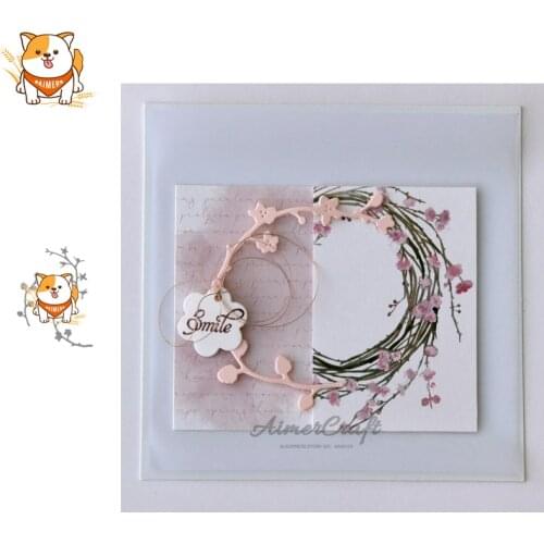 Twig Flower Wreath Metal Cutting Dies Scrapbooking Stencil DIY Decorative Embossing Craft Die Cuts Card Making New Dies For 2020