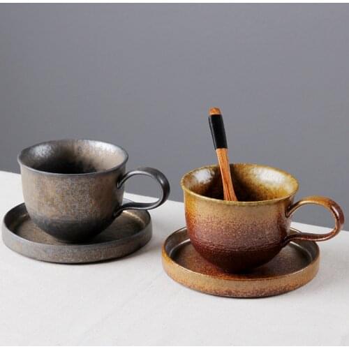 Japanese coarse pottery mug handmade ceramic coffee cup coffee shop special tableware afternoon tea coffee cup
