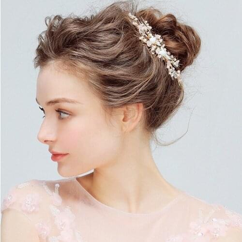 Bridal Pearl Headpiece Hair Clip Jewelry Small And Exquisite White Pink Flower Romantic Elegent Wedding Hair Accessories