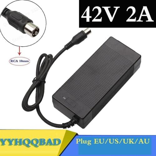 YYHQQBAD 42V 2A RCA 10mm charger electric bike lithium battery charger for 36V li-ion battery pack electric scooter charger