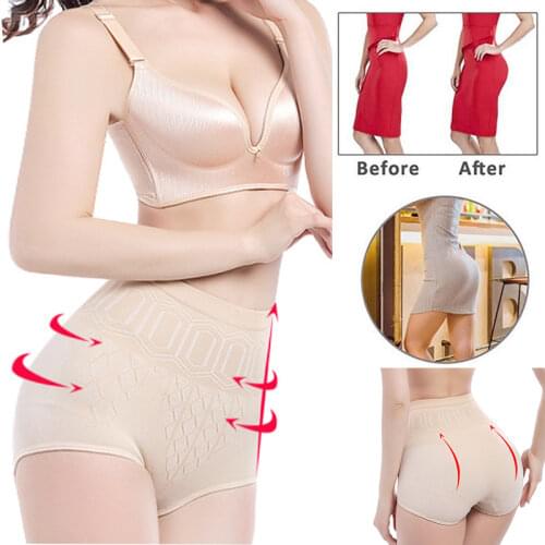 Women Shapers Plus Size Push Up Tummy Control Ladies Panties Lace High Waist Female Shapwear