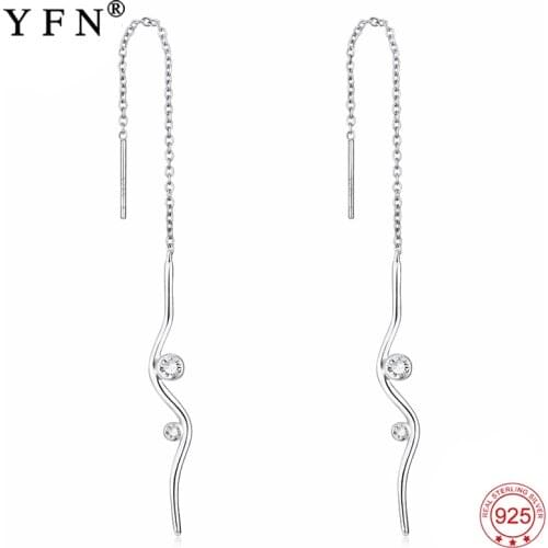 925 Genuine Sterling Silver Earring New Arrival Ear Line Wave Drop Line Earrings Long Line Chain Ear Jewelry For Women PYE0048