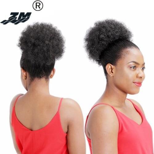 ZM Hair American Puff Afro Short 5" 8" Kinky Curly Wrap Drawstring Synthetic Hair Bun Afro Chignon Ponytail Extensions