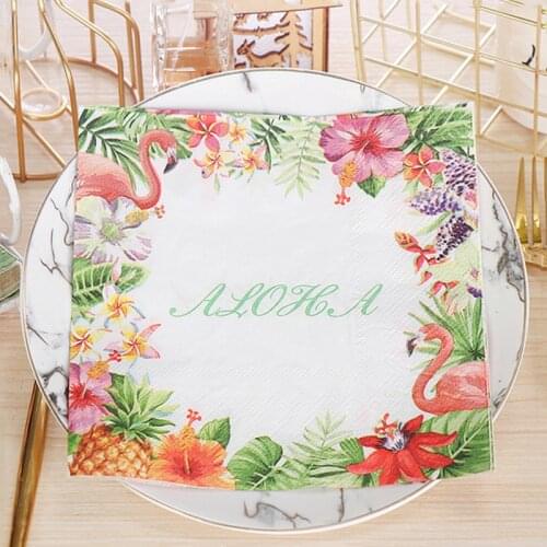 20Pcs/Pack Floral Flamingo Table Decoupage Paper Napkins Flower Napkin Paper Tissues for Wedding Party Supplies Wholesale