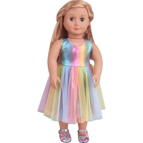 2020 Rainbow Dress Clothes fits for 18" American Girl doll alexander,girls dolls
