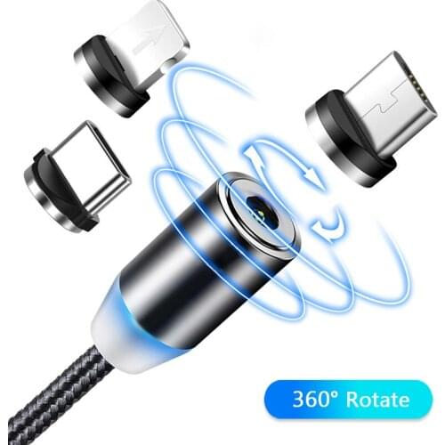 Mobile Phone Accessories USB LED Magnetic Micro USB Cable Magnet Plug Type C Charge 3 In 1 Cord 1m 1.5m 2m Phone Cable