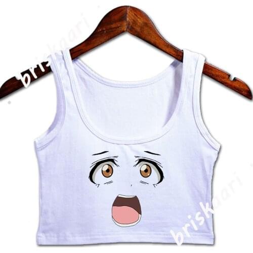 Anime Crop Top Women Fitness For Girl Tops Summer Style Unique Sleeveless Knitted S-XXL Vest