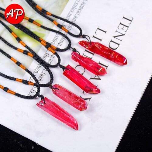 AP 1 Pcs Natural Electroplating Wine Red Single High Quality Crystal Pendant Charms Necklace Fashion Jewelry