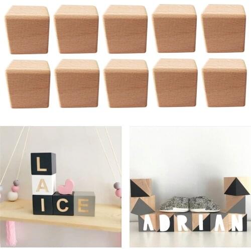 Natural Wooden Block Childrens Toy Construction Cube Math Teaching Aids DIY