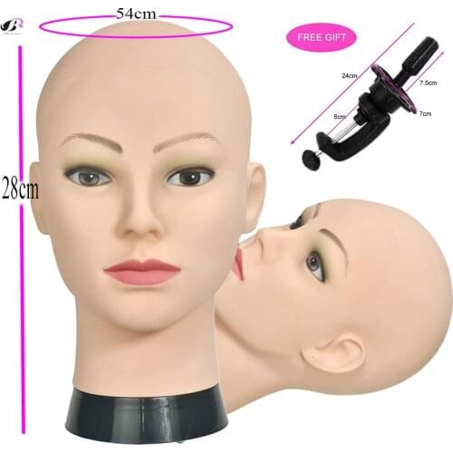 Bolihair Soft PVC Female Wig stand Training Head Mannequin for Wig Making Makeup Practice Bald Manikin Heads