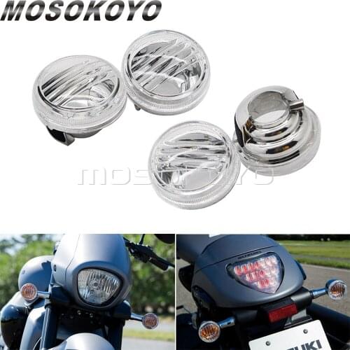 4PCS Front Rear Turn Signal Lights Lens Indicator Cover Lense For Suzuki Boulevard M109R C109R C1800R 1500 Intruder 2005-2011 12