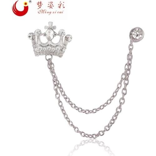 MZC Retro Unisex Classic Crown Link white Brooches For Male Female Lover Shirt Suit Pin Anime Brosche Vintage Broches Mujer