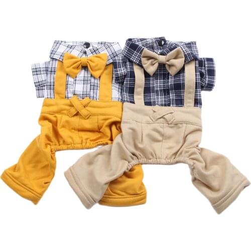Dog Pet Jumpsuit Rompers Pants Checked Design Cat Puppy Shirt Pants T-Shirt 5 Sizes 2 Colours