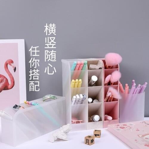 Creative Frosted Pencil Holder Multifunctional Desktop Pen Holder Japanese Style Storage Box Desk Accessories