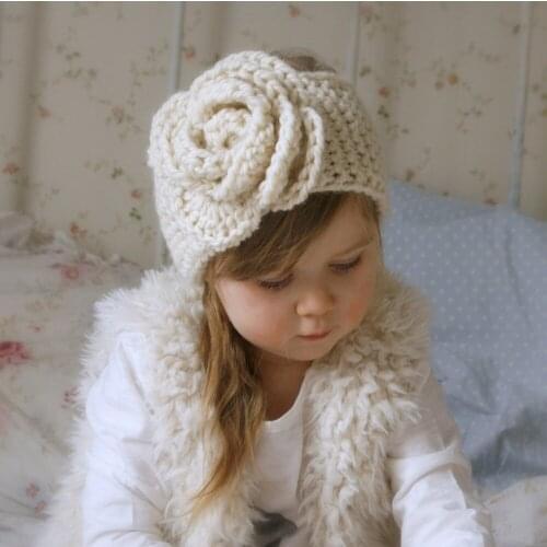 New Fashion soft Baby winter Keep Warm Flower Knitting wool Infant Kids Girl Hairband Phtography Props baby hair accessories