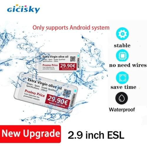 New Upgrade 2.9 Inch Eink Screen Price Tag Price Display Shelf Label Bluetooth Control Unified Product Information Waterproof