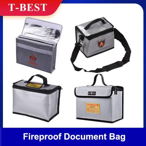 Fireproof Document Bag Large Size Fire & Water Resistant Money Bag Safety Box Zipper Closure & Shoulder Strap Storage Bag Pouch