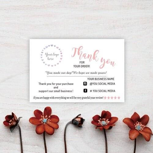 Custom MODERN Thank You For Your Order Cards Personalized Media Social Cards Package Insert CardsAdd LOGO Packaging Insert Cards
