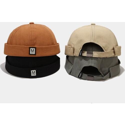 Loop Beanie Skull Cap for Women and Men M Letter Street Hip-hop Landlord Hat Sailor Retro Brimless Cap Docker Cap Dome Melon Cap