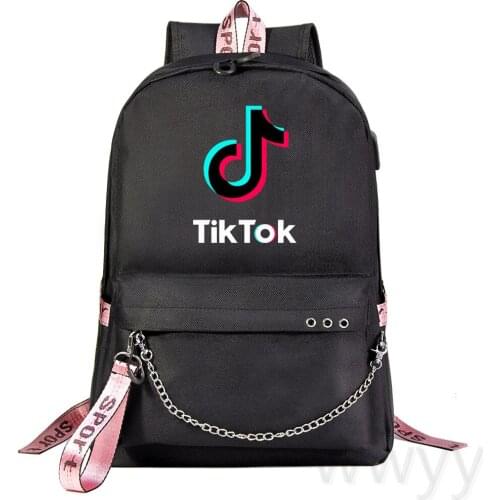 TIK TOK USB Port Backpack School Bags Travel Book Boys Girls Bags Laptop Headphone USB Port Mochilas