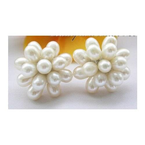 Z3644 5-6mm rice white freshwater pearl earring>Lovely Fine Nobility Ladys Womens EarringsLuxury Ms. girl Wedding