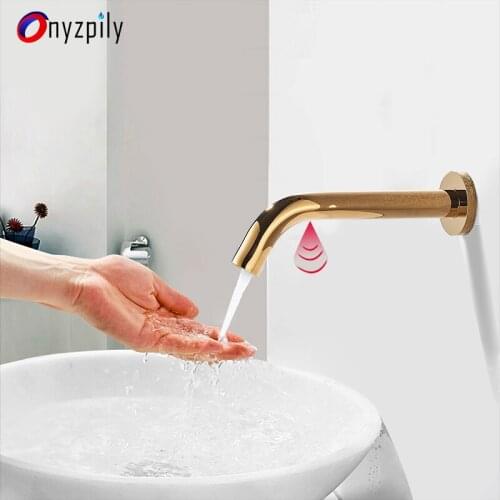 Bathroom Sensor Faucet Gold Basin Faucet torneira Faucet Mixer Tap Hot and Cold Water Deck Mounted Sink Mixer torneira banheiro