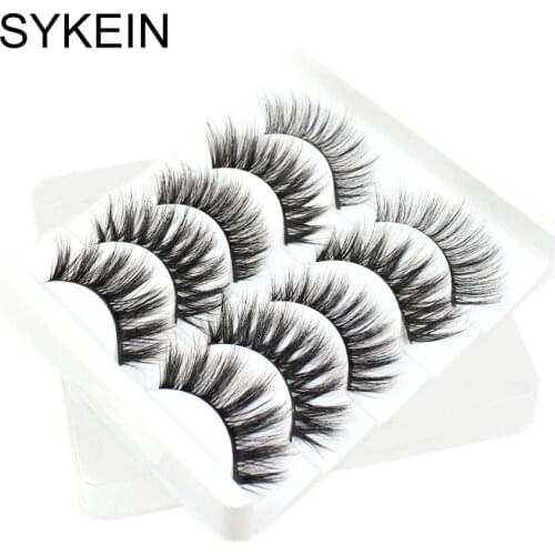 SYKEIN 5 Pairs False Eyelashes New Fashion Soft Thick Eye Lashes Natural Long Cross Fake Eye Lash Handmade Beauty Makeup Tools