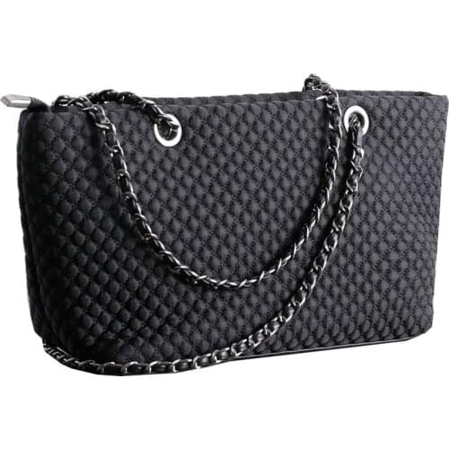 Large Capacity Women Nylon Chain Handbag Plaid Shoulder Bags