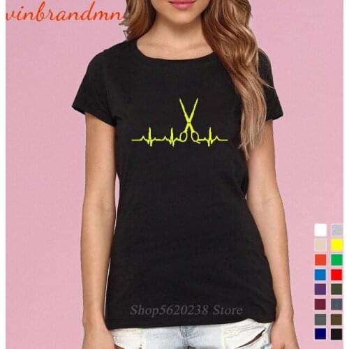 Funny Barber Weapon Scissors Heartbeat T shirt Cotton Short Sleeve Creative Tee shirt Hairdresser T-shirt Barber Womens Clothes