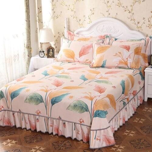 Thicken Bedspread on The Bed Lace Style Wedding Bed Sheet New Bed Skirts Queen King Size Home Textiles With Pillowcase
