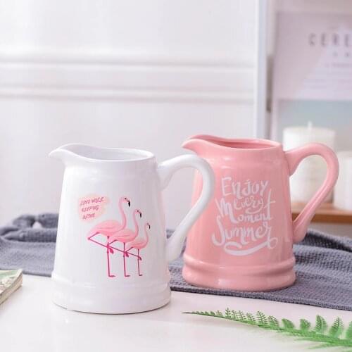 1pc Modern Ceramic Vase Flamingo Flower Vase Porcelain Hydroponic Container Water Jug Home Wedding Decoration Centerpiece