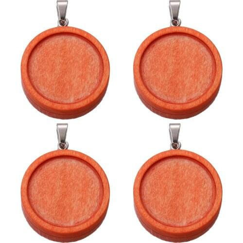 10pcs lot Orange Wood Pendant Setting Cabochon Cameo Base Tray Bezel Blank Fit 25mm Cabochons Jewelry Making Findings supplies