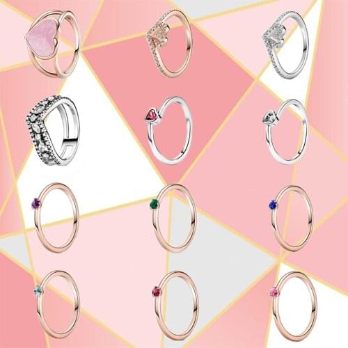 2021 Valentines Day Series New High Quality 100% 925 Original Wishbone Oblique Heart Ring Couple Romantic Dating Jewelry Gift