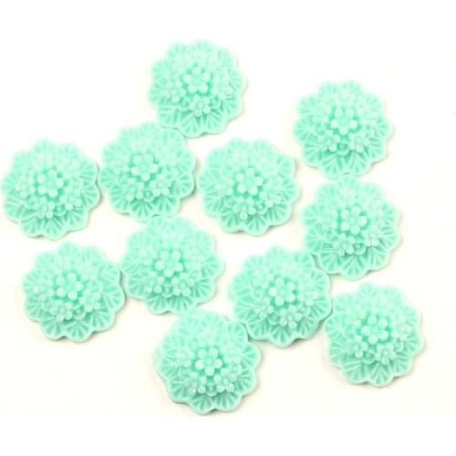 50Pcs Blue Resin Flower Decoration Crafts Beads Flatback Cabochon Scrapbook DIY Embellishments Accessories Buttons