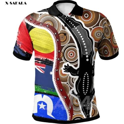 ABORIGINAL Australia CROCODILE 3D Printed High Quality New Polyester Fiber Men Female Collar Polo Shirt Tee Tops Anti Shrink