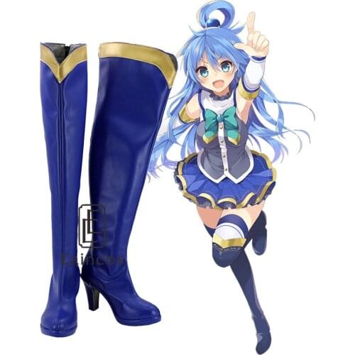 Anime KonoSuba Gods Blessing on this Wonderful World Aqua Cosplay Party Shoes High Boots Custom-made